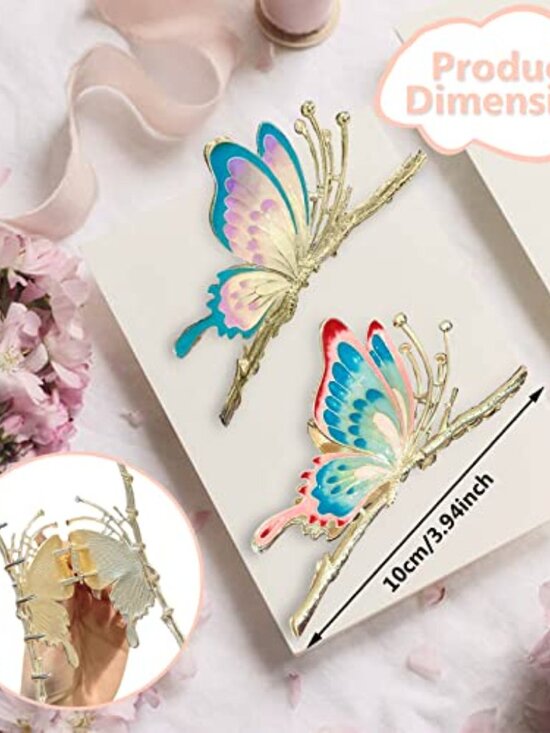 Large Non-Slip Metal Sparkly Butterfly Hair Jaw Clips for Women